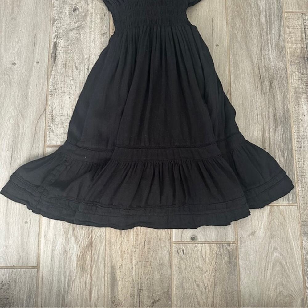 Rails Tara Black Lace Detail Mini Flutter Sleeve Linen Blend Dress Large - Picture 8 of 11